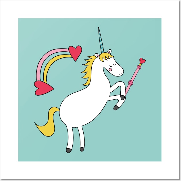 Magical Unicorn - Power of Love Wall Art by krimons